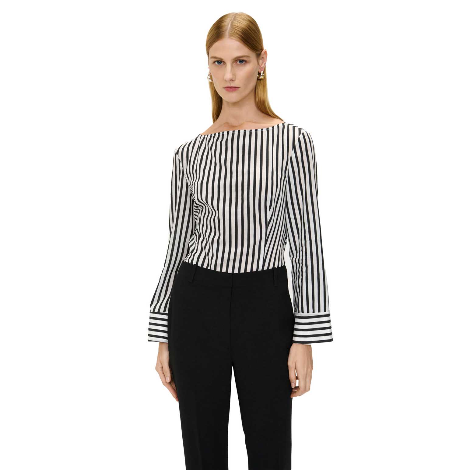 Veronika Maine Cotton Rayon Stripe Tie Back Top